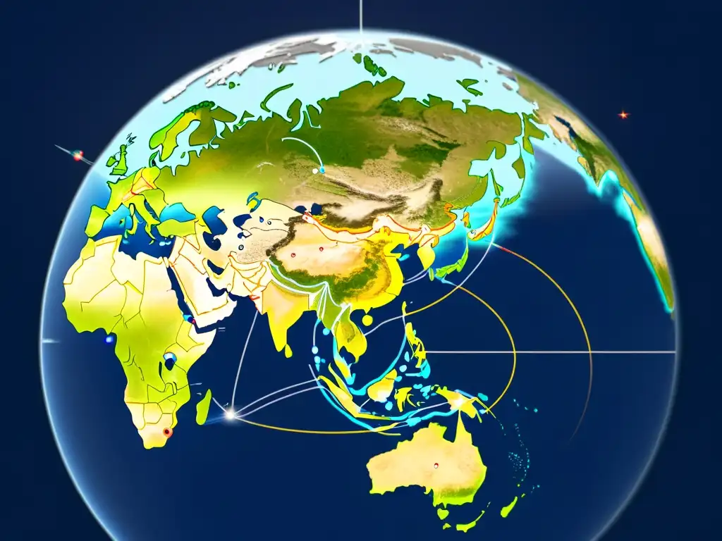 Imagen detallada de la evolución de sistemas de navegación satélite, mostrando la compleja red de satélites GPS y GLONASS orbitando la Tierra