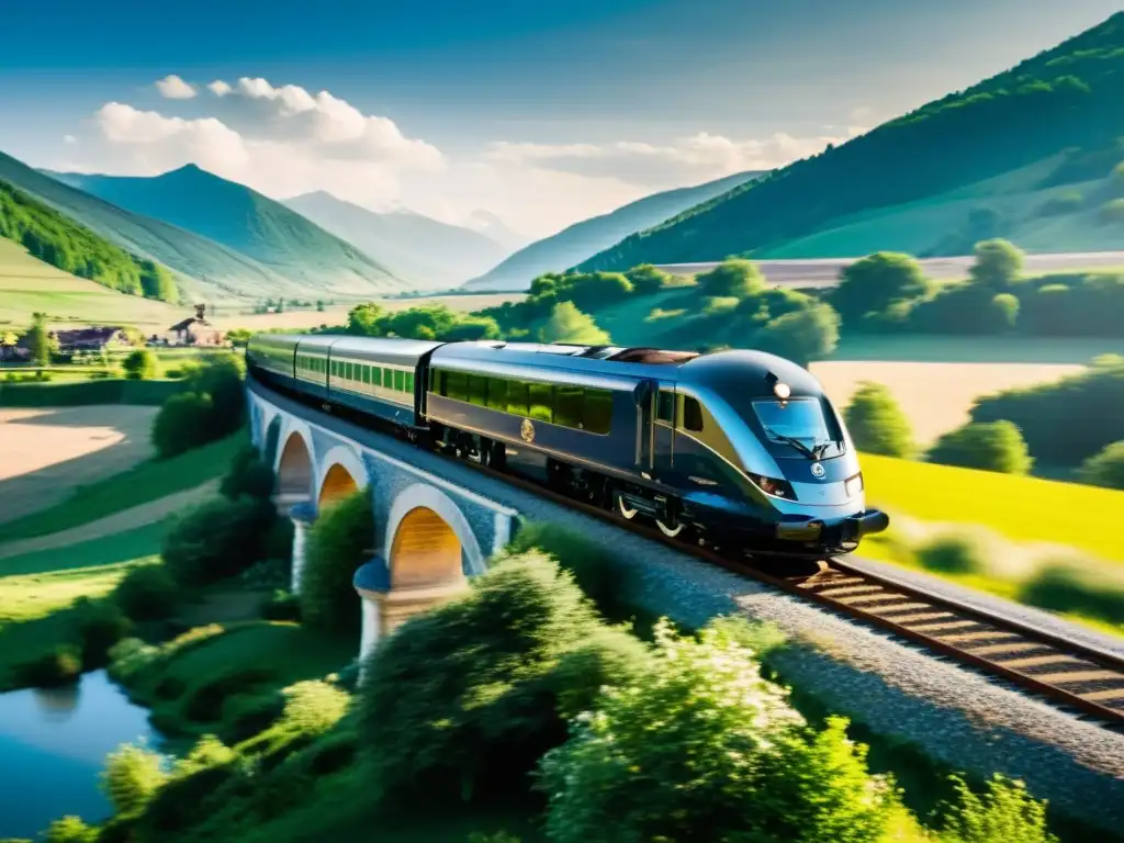 Imagen documental de lujo: el icónico tren Orient Express viajando por paisajes europeos