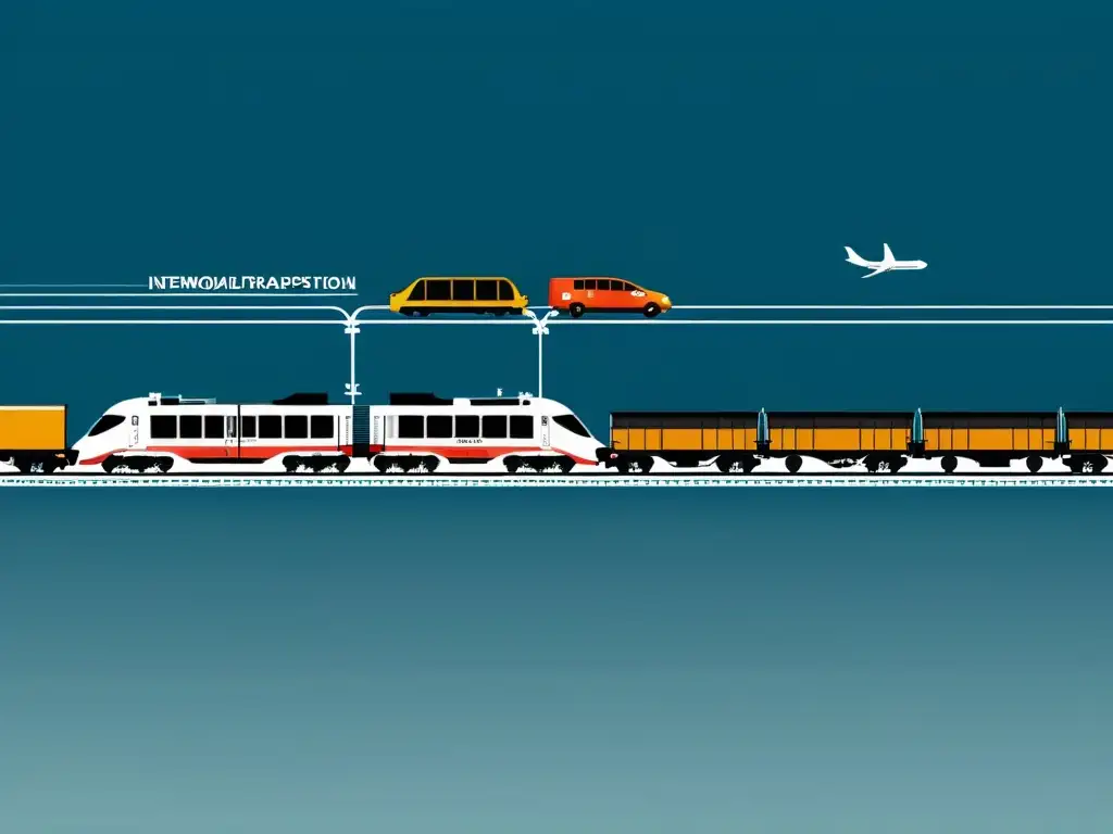 Imagen documental de alta resolución que muestra la evolución del transporte intermodal, destacando la conexión entre diferentes modos de transporte