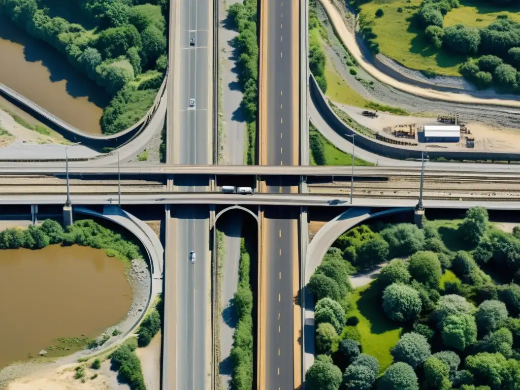 Imagen documental de ingeniería de transporte postconflicto: transformación de infraestructura dañada a moderna y eficiente