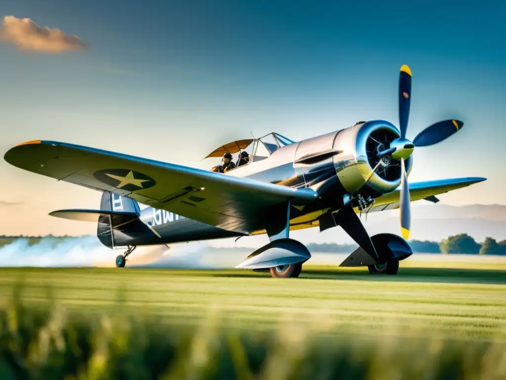 Imagen de la evolución de la historia de la aviación, con un biplano vintage y un jet privado moderno despegando en un campo