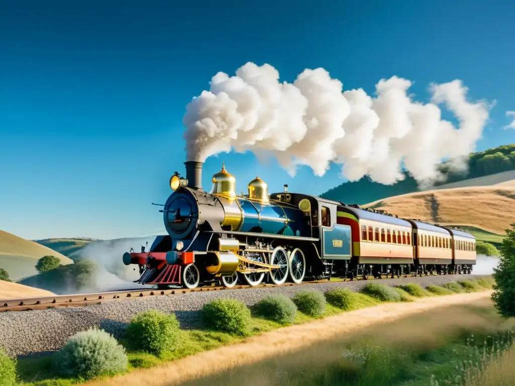 Imagen de un histórico tren a vapor en un paisaje pintoresco, evocando la era de Vehículos de vapor en la historia