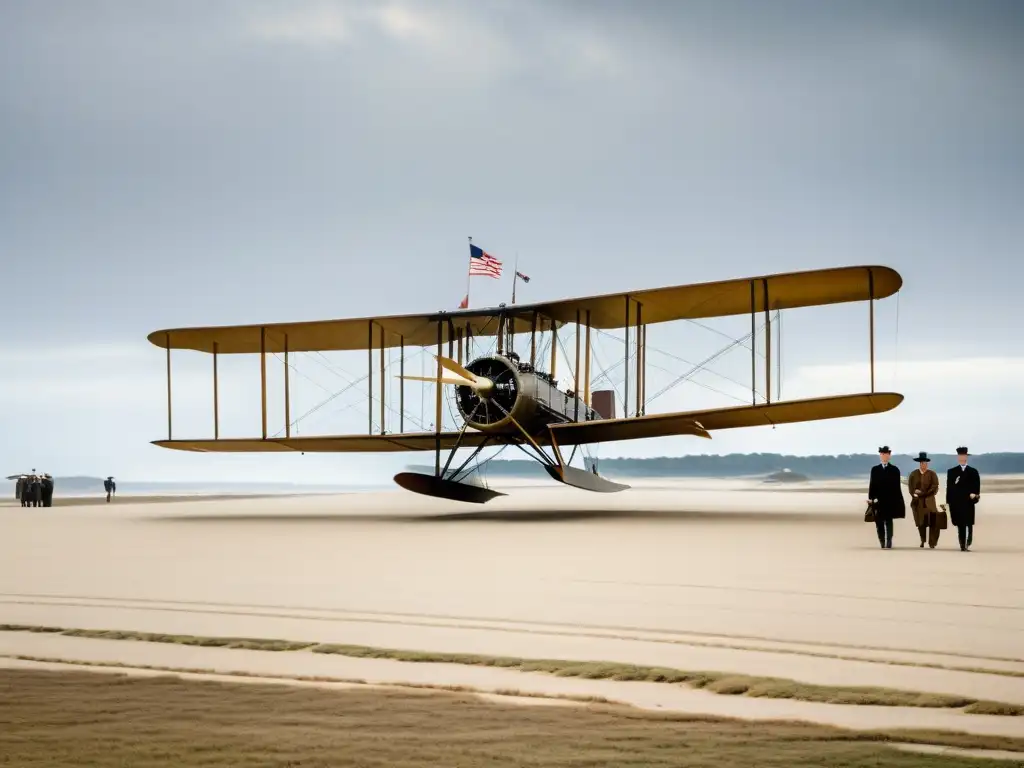 Imagen impactante de los hermanos Wright en su primer vuelo histórico en Kitty Hawk, Carolina del Norte