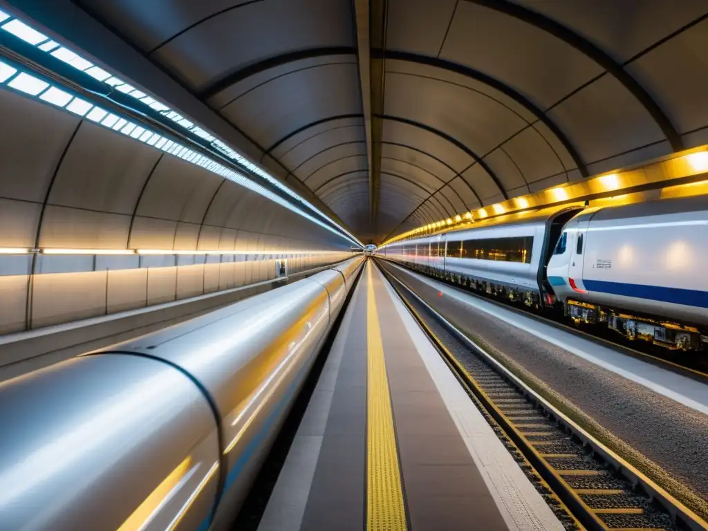 Imagen impactante del interior del Eurotúnel, resaltando la importancia en transporte y la innovación tecnológica