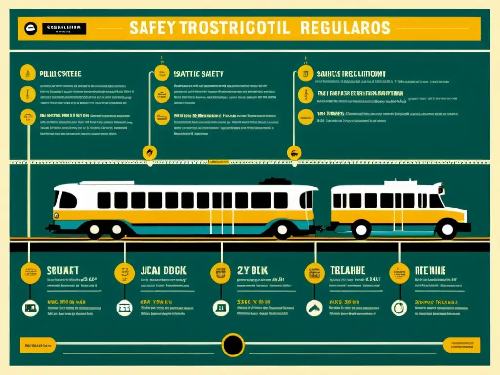 Imagen impactante de la evolución de las normativas de seguridad en el transporte público, destacando hitos y vehículos históricos