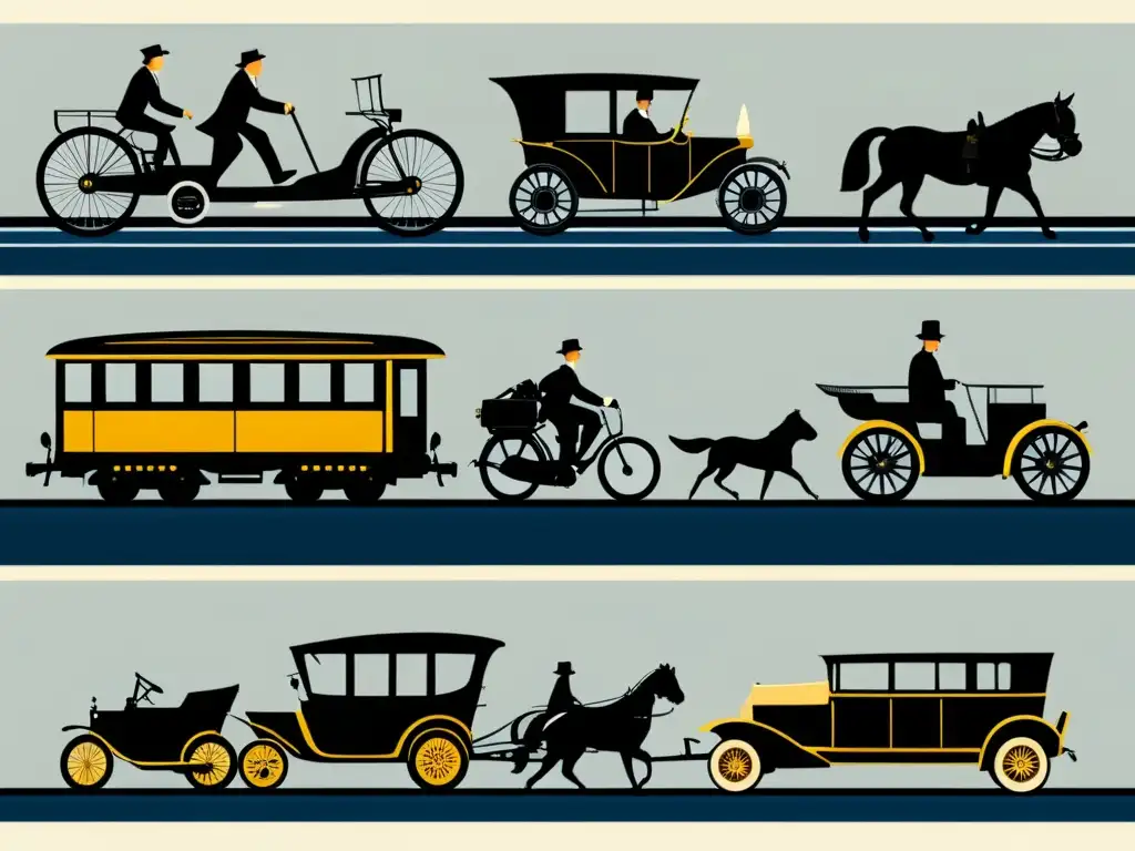 Imagen impactante de la evolución del transporte desde el Ford Modelo T hasta los vehículos modernos, mostrando el impacto en la movilidad global