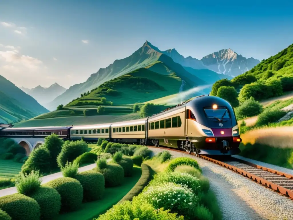 Imagen impresionante del lujoso tren Orient Express viajando por un pintoresco paisaje europeo