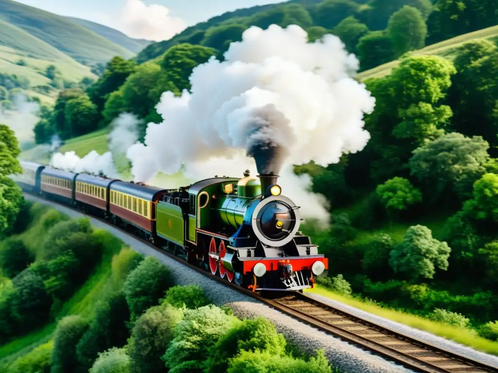 Imagen de una locomotora a vapor, evocando la evolución del ferrocarril en la revolución industrial y la historia del transporte