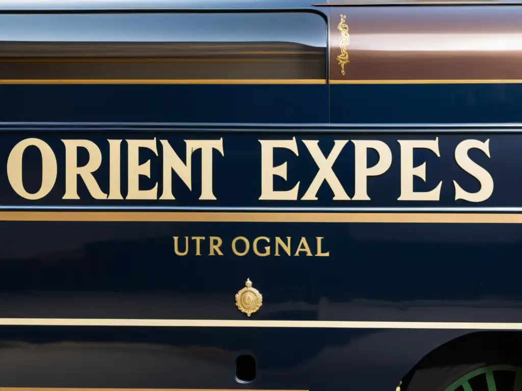 Imagen de alta resolución del lujoso y vintage Orient Express en una histórica estación ferroviaria, capturando su elegancia atemporal