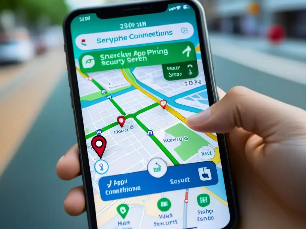 Imagen de smartphone con app de navegación mostrando seguridad en apps de navegación