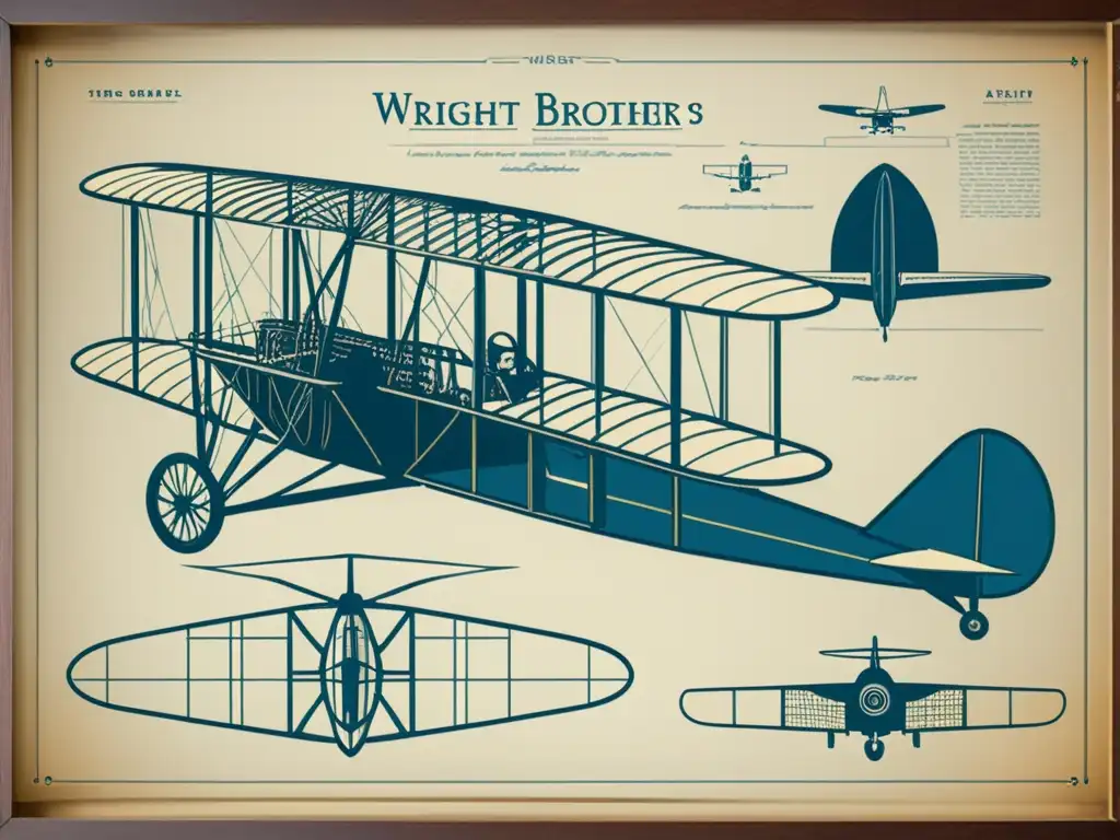 Una imagen de innovación tecnológica en la aviación: el histórico plano de los hermanos Wright junto al moderno prototipo de dron