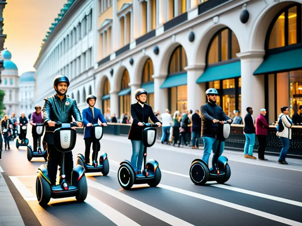 El impacto del Segway en movilidad urbana: modernidad y diversidad en una bulliciosa calle urbana