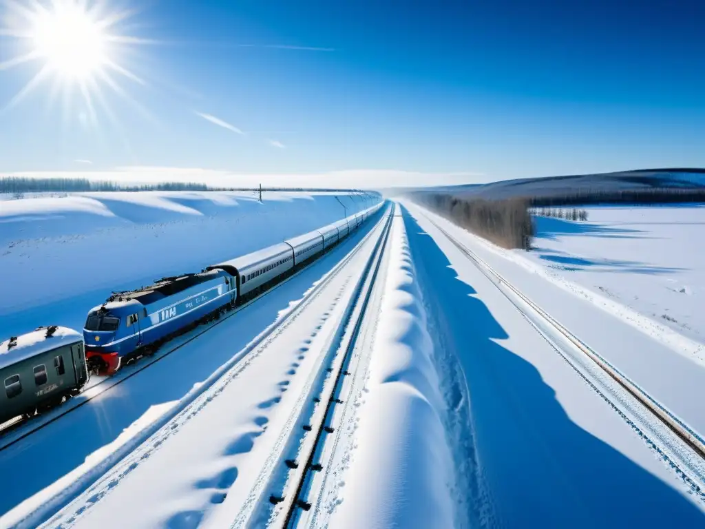 El imponente tren Transiberiano atraviesa el paisaje nevado, dejando una estela de vapor