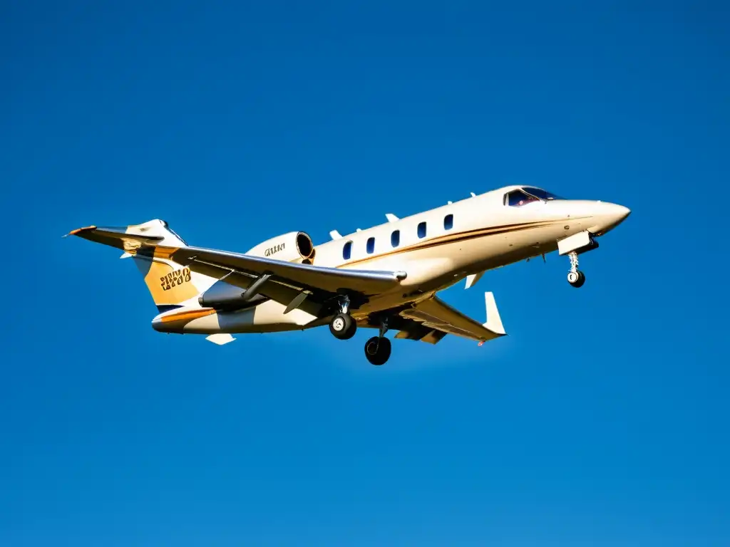 Lujo en el cielo: Vintage Cessna surcando el azul Un impresionante avión privado Cessna vintage surcando el cielo azul, bañado por el cálido resplandor del sol