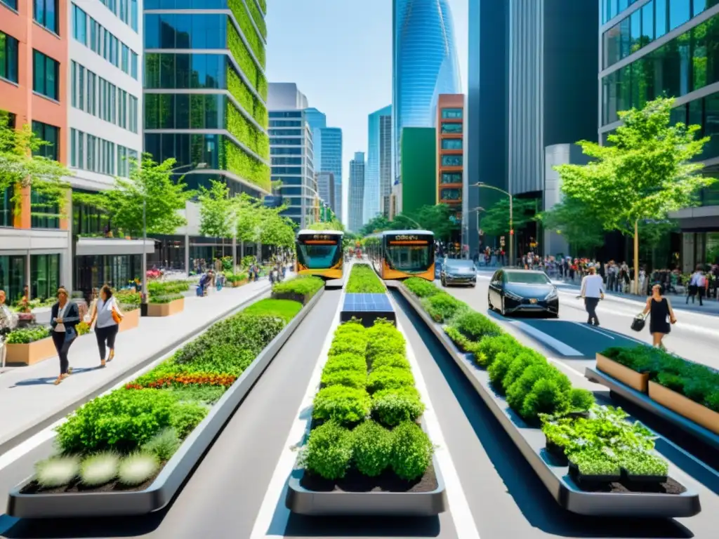 Infraestructura verde y transporte sostenible en la ciudad moderna, armonía entre naturaleza y movilidad urbana