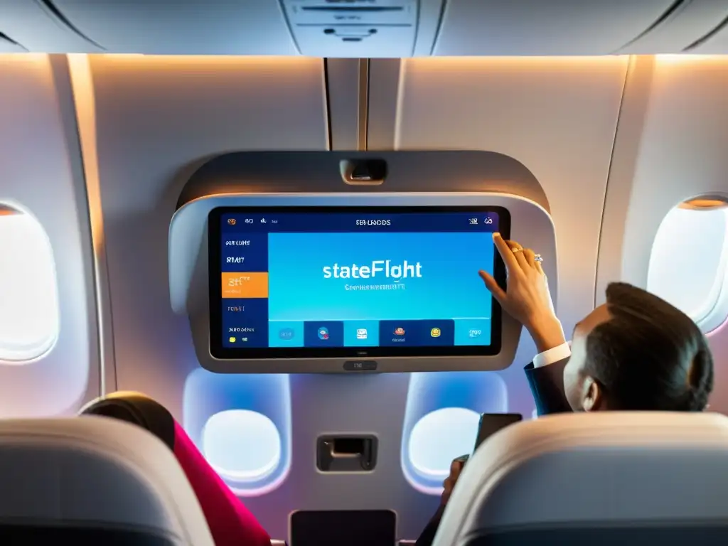 Innovaciones en sistemas de entretenimiento para pasajeros: Un moderno sistema de entretenimiento en vuelo con pantalla táctil y opciones variadas