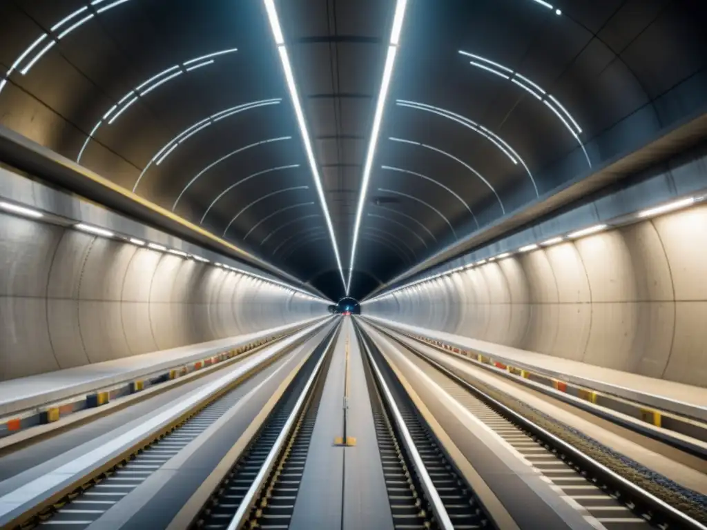 Innovaciones en transporte y logística: Imagen impresionante del Túnel de Base de Gotthard, resaltando la ingeniería y tecnología de vanguardia