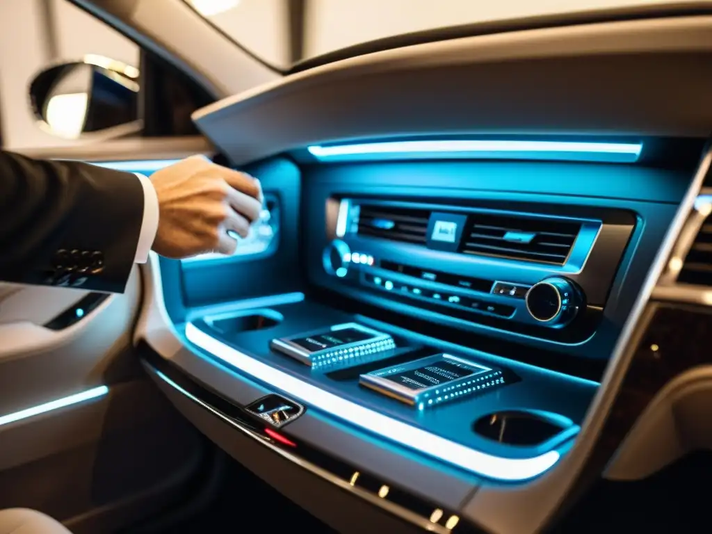 Instalación de Audio de Lujo en Vehículo: Detalles Exquisitos Instalación de sistemas de audio de alta fidelidad para coches en un vehículo de lujo, con detalle y elegancia