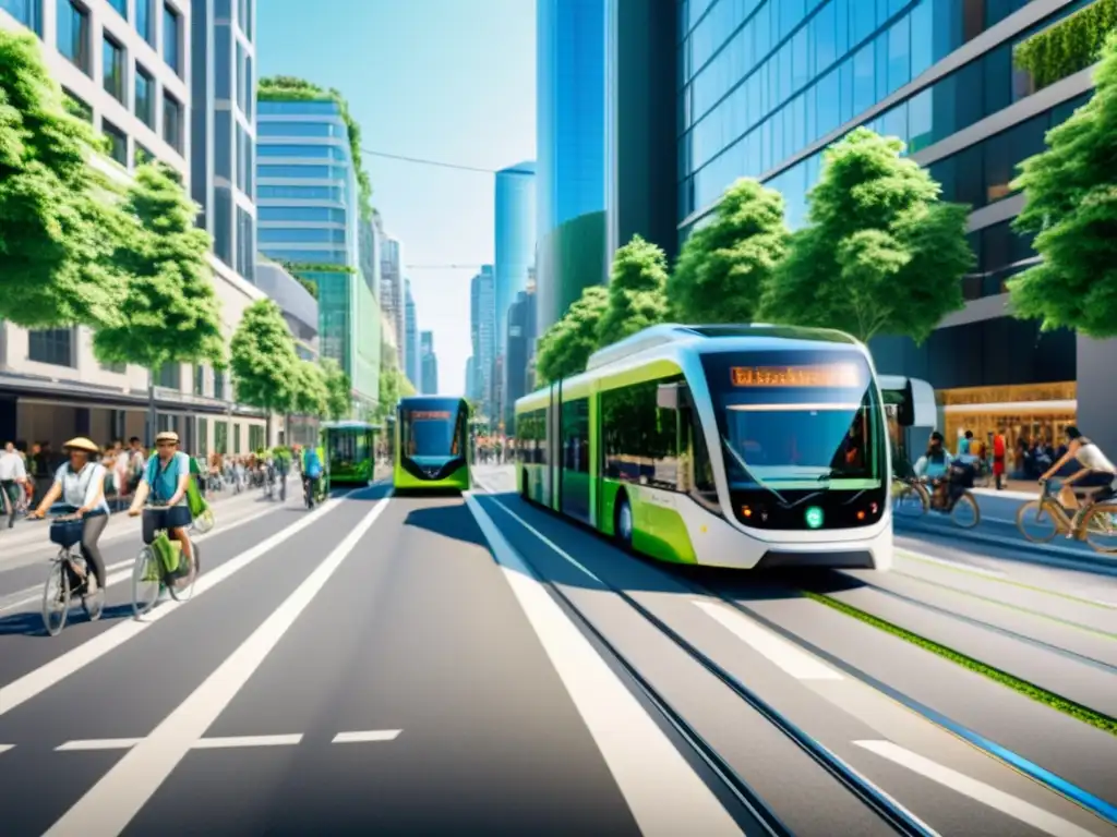 Integración del transporte sostenible en la planificación urbana: una ciudad vibrante con transporte ecofriendly y una atmósfera interconectada