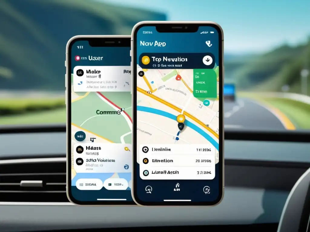 Comparación de interfaces de las mejores aplicaciones de navegación 2023, destacando mapas detallados y funciones innovadoras