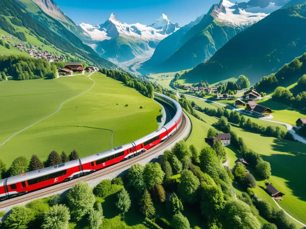 El legendario Glacier Express serpentea entre los majestuosos Alpes suizos