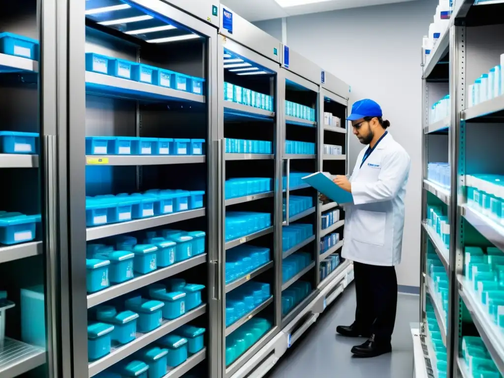 Almacenamiento farmacéutico de alta tecnología: cuidado y precisión Logística de productos sensibles a la temperatura en moderna instalación farmacéutica