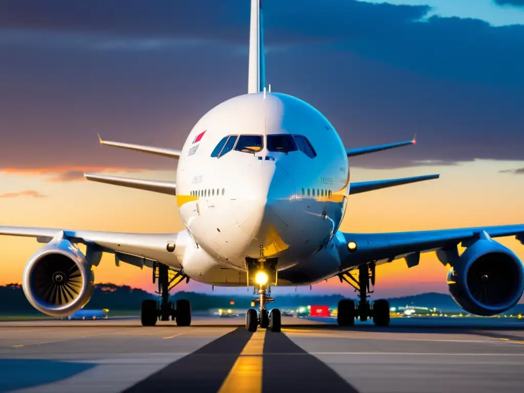 Un majestuoso Airbus A380 estacionado en la pista, con personal en tierra trabajando alrededor de su enorme envergadura y cola