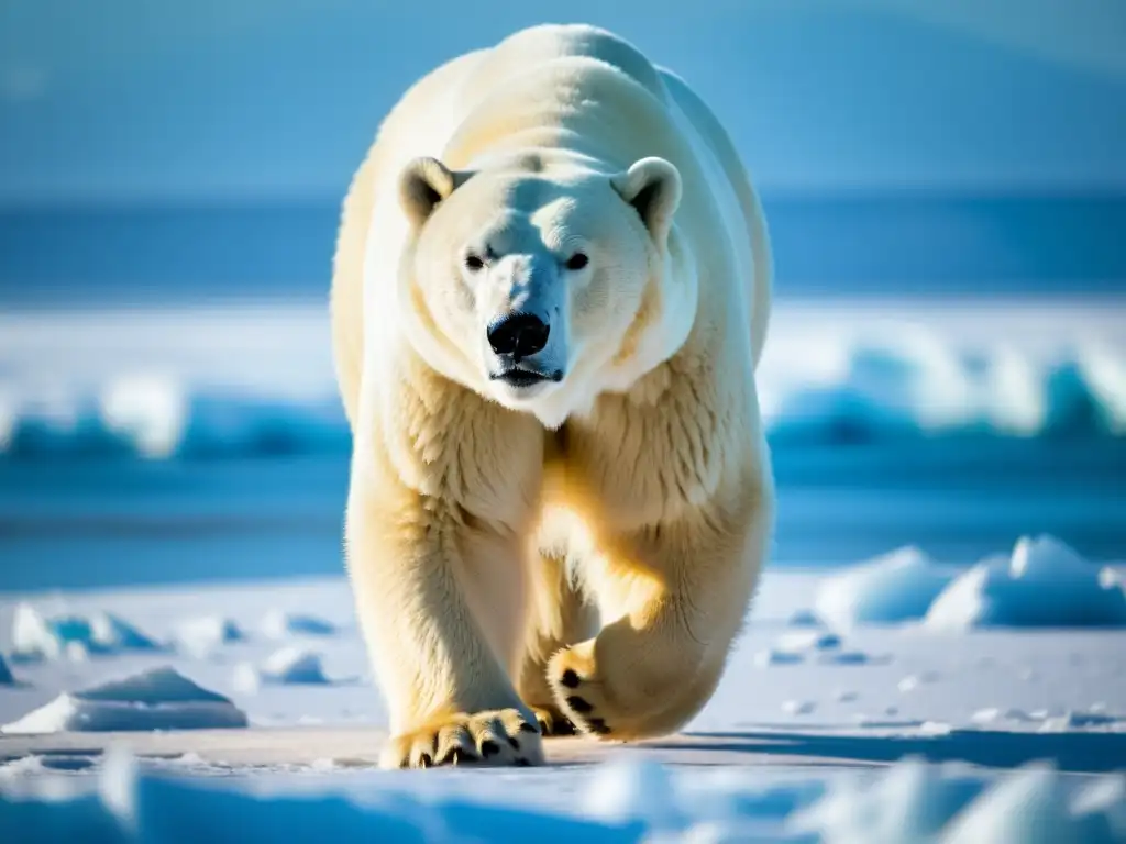 Un majestuoso oso polar de pie en el hielo ártico, exudando fuerza y ​​resiliencia