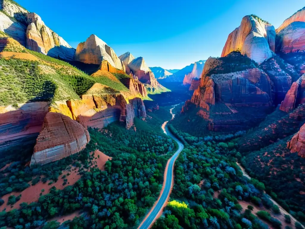 Maravilla en las profundidades de Utah: túnel en la roca roja de Zion National Park, rodeado de exuberante vegetación y cielo azul