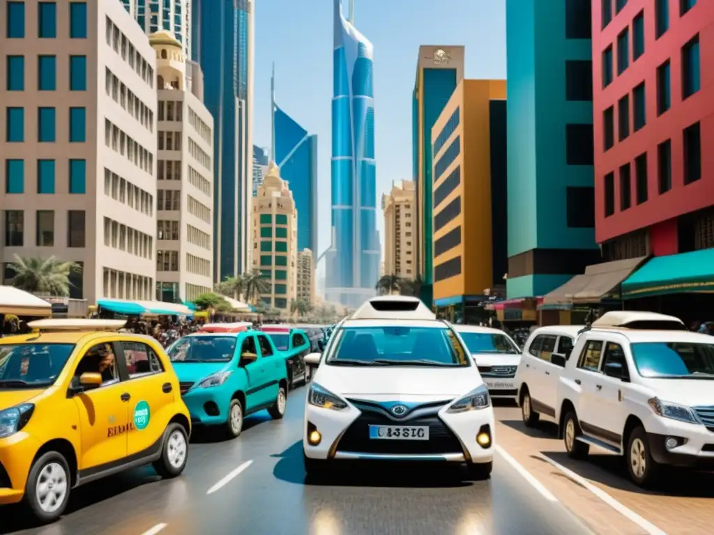 Una metrópolis africana bulliciosa con carros compartidos y diversidad étnica