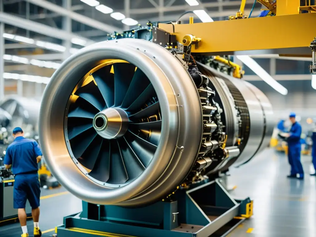 Ensamblaje de Motor de Avión de Alta Tecnología Montaje de precisión de un motor aéreo moderno en una instalación avanzada