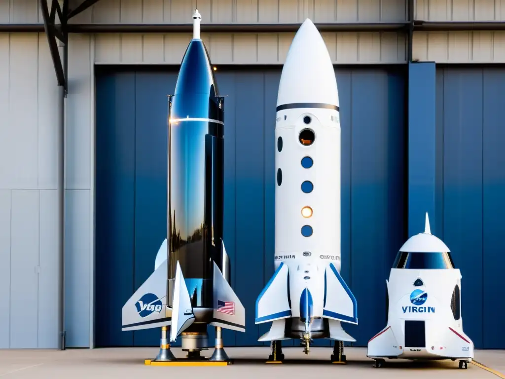 Dos naves espaciales de Blue Origin y Virgin Galactic, mostrando sus diferencias técnicas