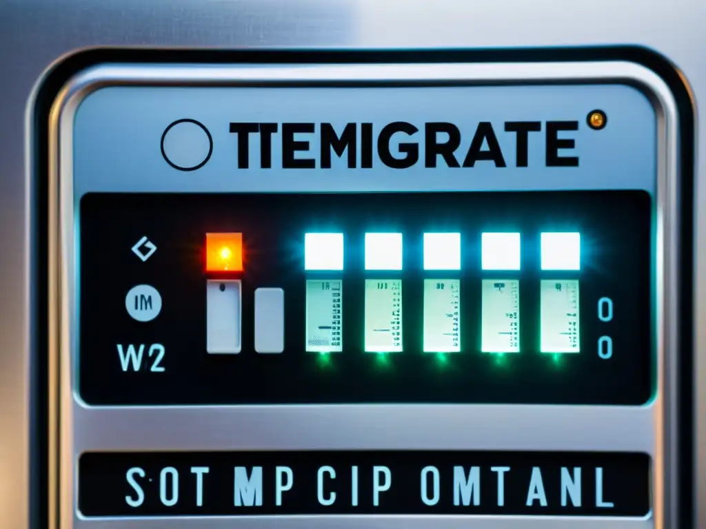 Panel de Control de Temperatura de Camión Refrigerado El panel de control de temperatura de un camión refrigerado, iluminado con una luz suave