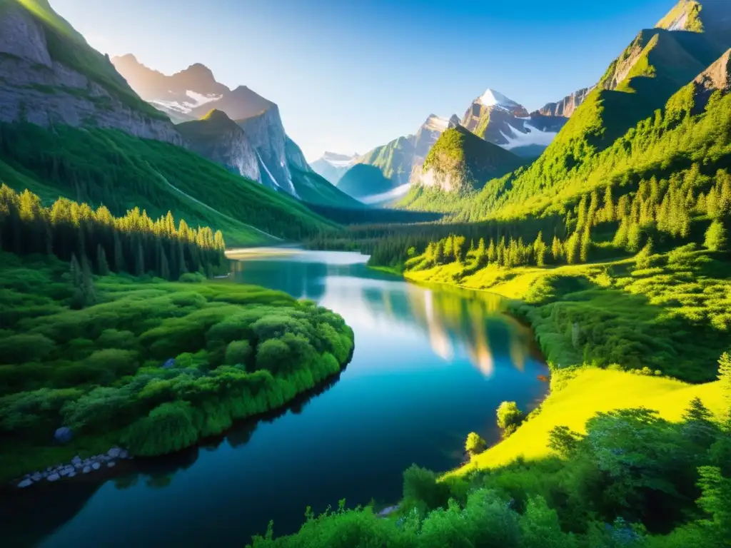 Un parque nacional de ensueño, con montañas nevadas y senderos verdes