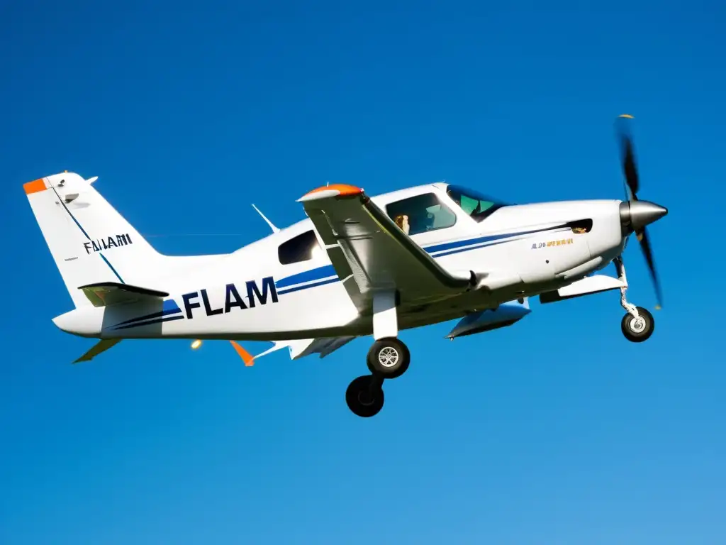 Pequeña aeronave de aviación general en vuelo con cielo despejado