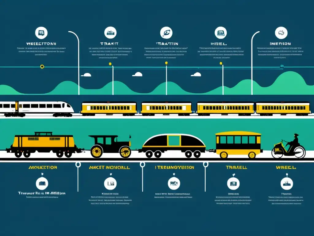 Secuencia ilustrada del desarrollo de medios de transporte desde la antigüedad hasta la actualidad