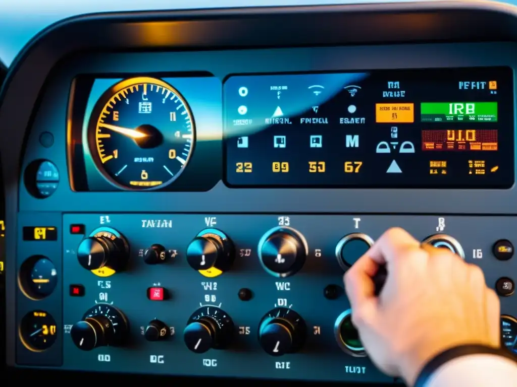 Sistema de radio para pilotos en moderna cabina, con ajuste de frecuencia en pleno vuelo