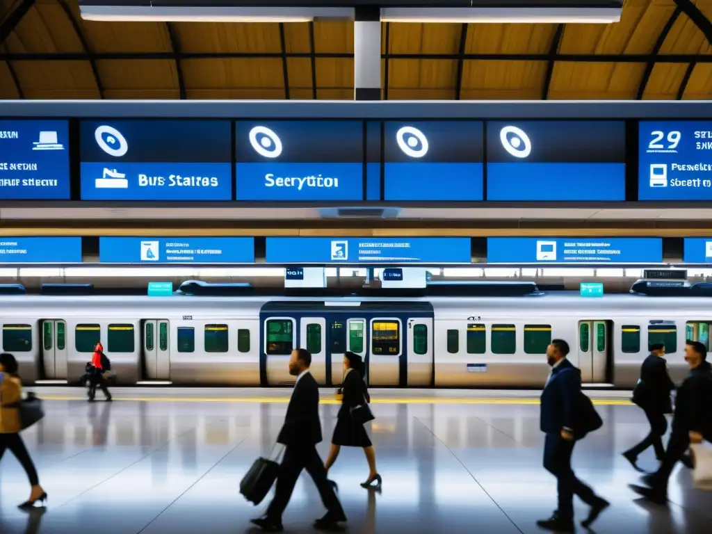 Sistemas de vigilancia en estaciones de transporte: Cámaras de seguridad en estación de tren bulliciosa