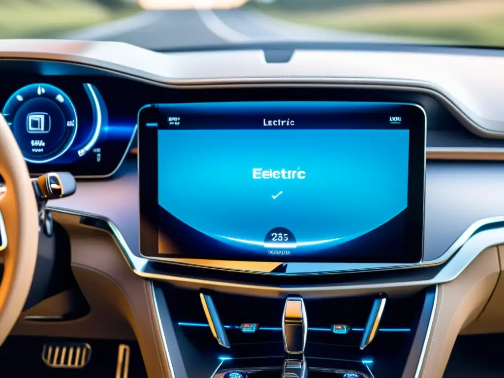 Tablero de alta tecnología en auto eléctrico de lujo, fusionando tecnología y sofisticación