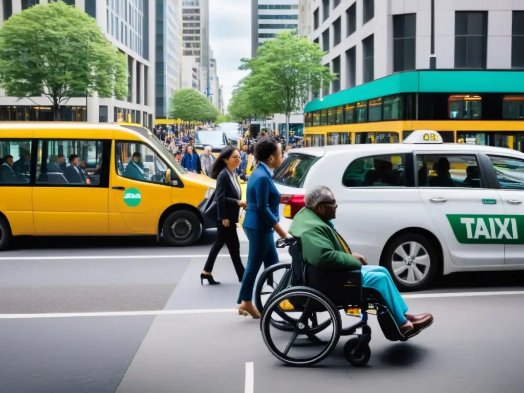 Un taxi accesible para discapacitados en la bulliciosa ciudad