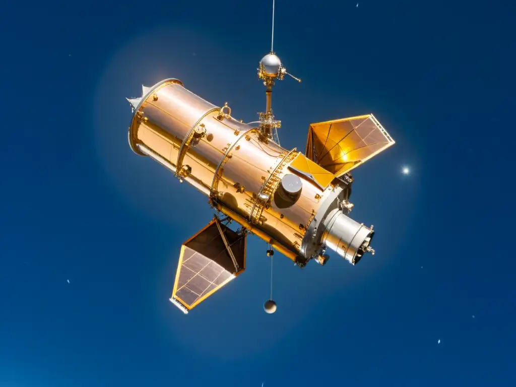 Telescopio espacial Hubble flotando en el espacio, revelando la grandeza del universo y el impacto del desarrollo tecnológico en nuestra exploración