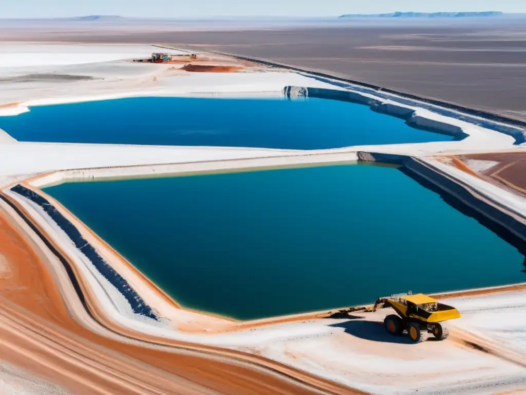 Trabajo en una mina de litio capturando la intensidad y el impacto ambiental de la producción de baterías de larga duración para coches eléctricos