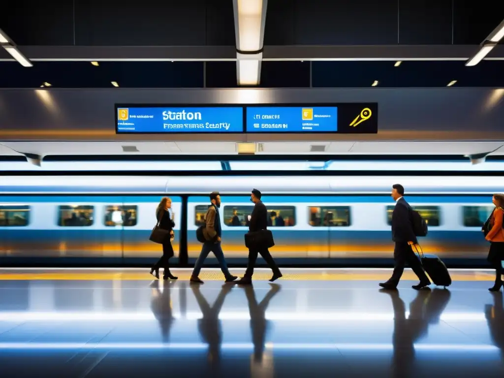 Estación de tren moderna con seguridad avanzada, evolución de la seguridad en trenes