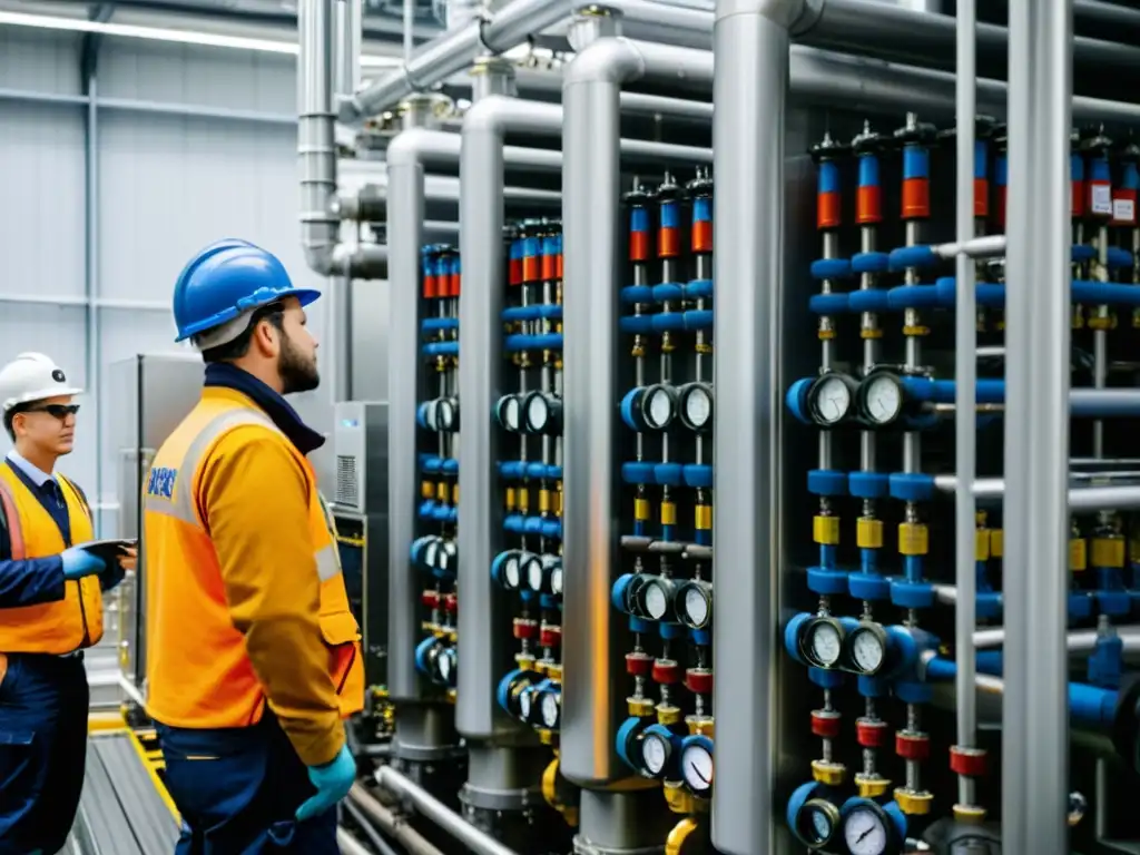 Unidades de refrigeración industrial con trabajadores inspeccionando el equipo