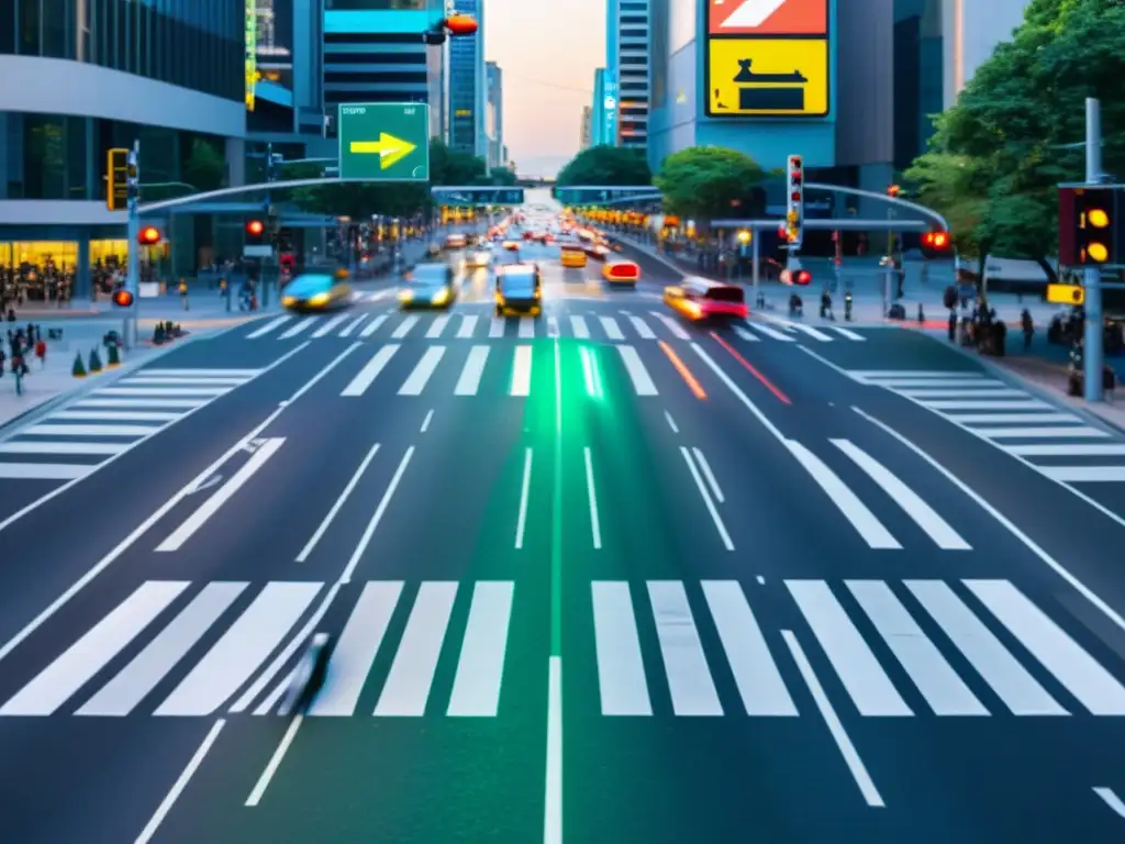 Intersección urbana sincronizada: flujo eficiente de tráfico Intersección urbana con tráfico ágil y optimización de semáforos para una circulación eficiente y segura