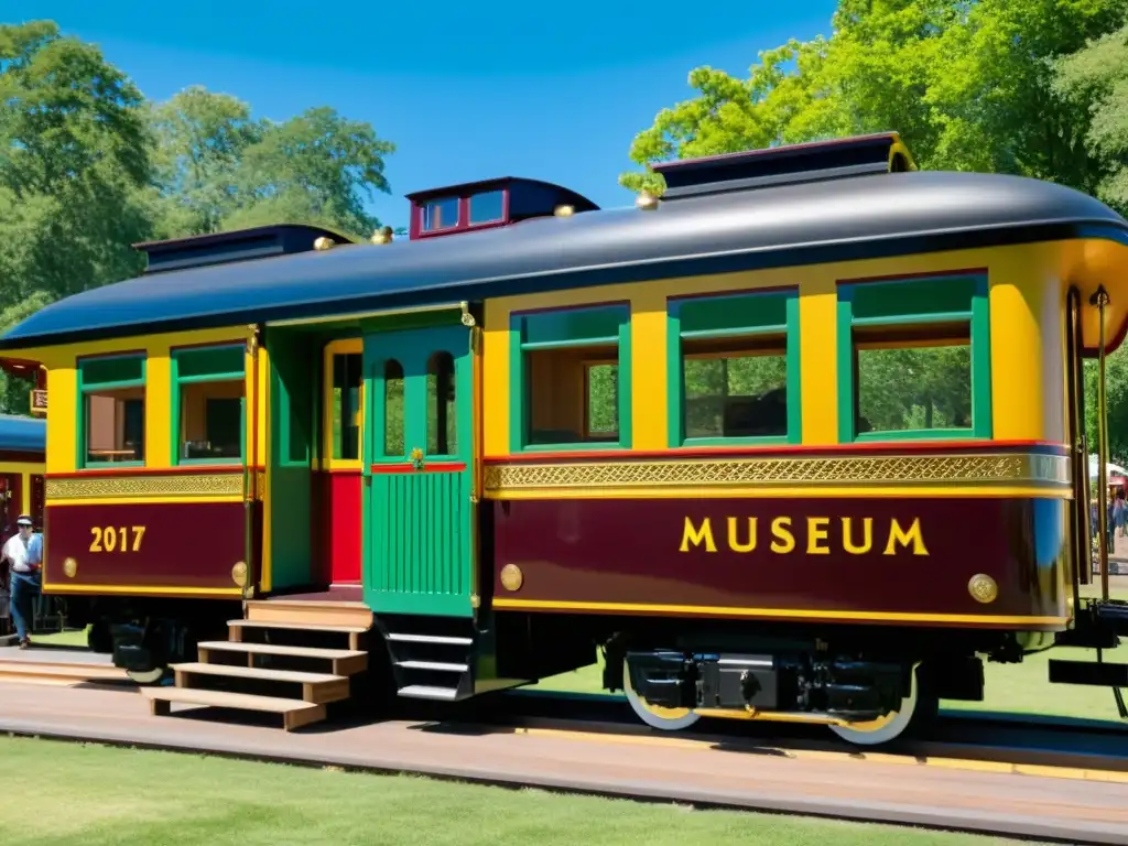 Vagones de tren como museo: Restaurado con colores vibrantes, detalles históricos y paisaje encantador, invita a los visitantes a un viaje nostálgico