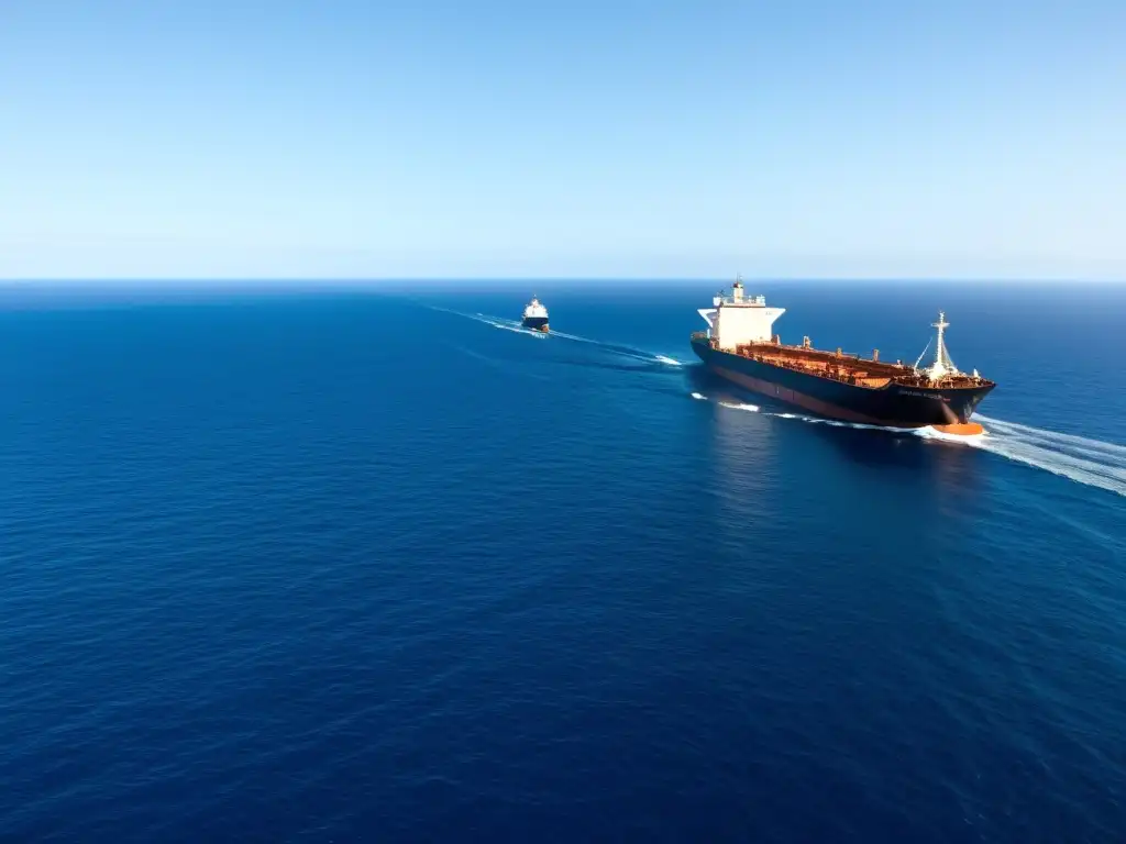 Un vasto océano azul se extiende hasta el horizonte, con un cielo despejado