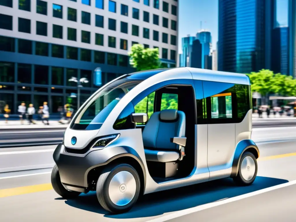 Vehículo futurista y accesible con diseño personalizado en transporte urbano