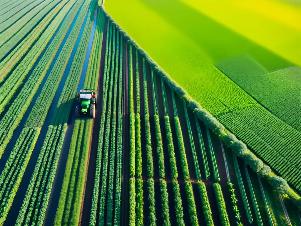 Vehículos autónomos en la agricultura: Tractores avanzados recorren campos soleados, fusionando tradición con tecnología innovadora