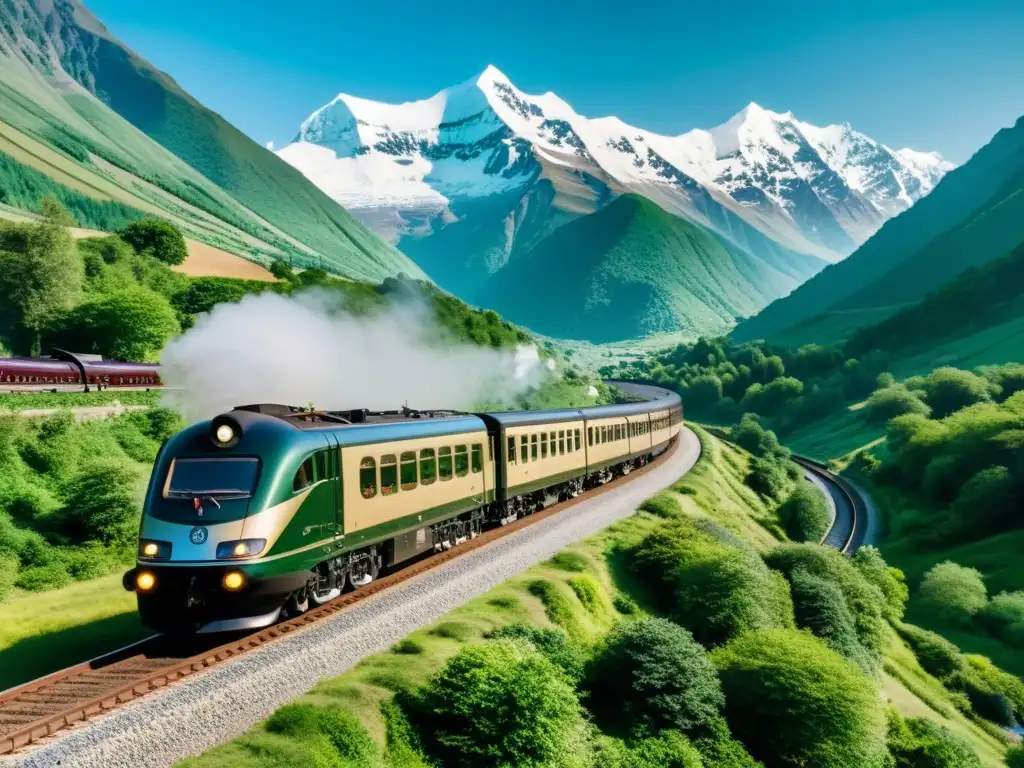 Viaje nostálgico a bordo del lujoso Orient Express, rodeado de curiosidades del Orient Express en paisajes montañosos